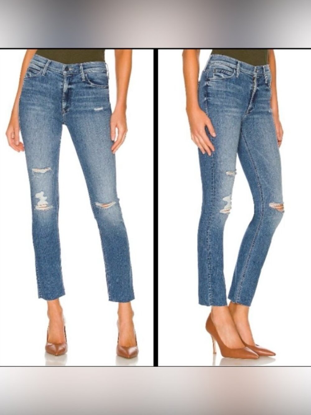 MOTHER Mid Rise Dazzler Ankle Jeans Distressed Frayed Ankle Size 26